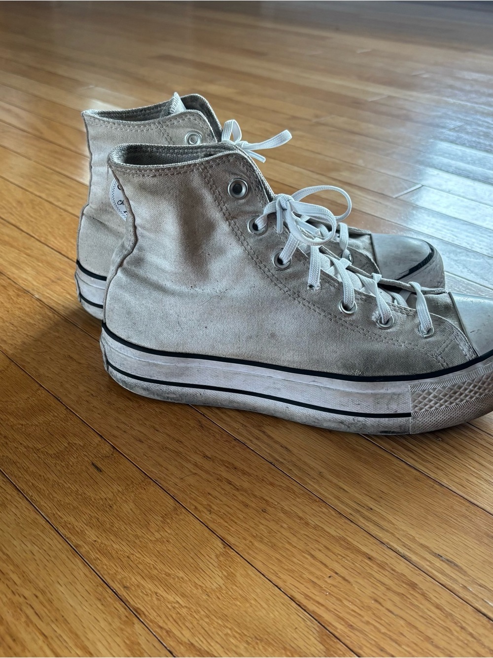Converse White Platform High Tops Size 8.5